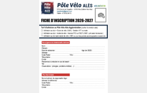 Fiche d'inscription - Saison 2026-2027