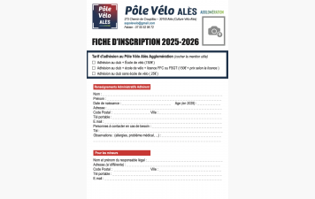Fiche d'inscription - Saison 2025-2026